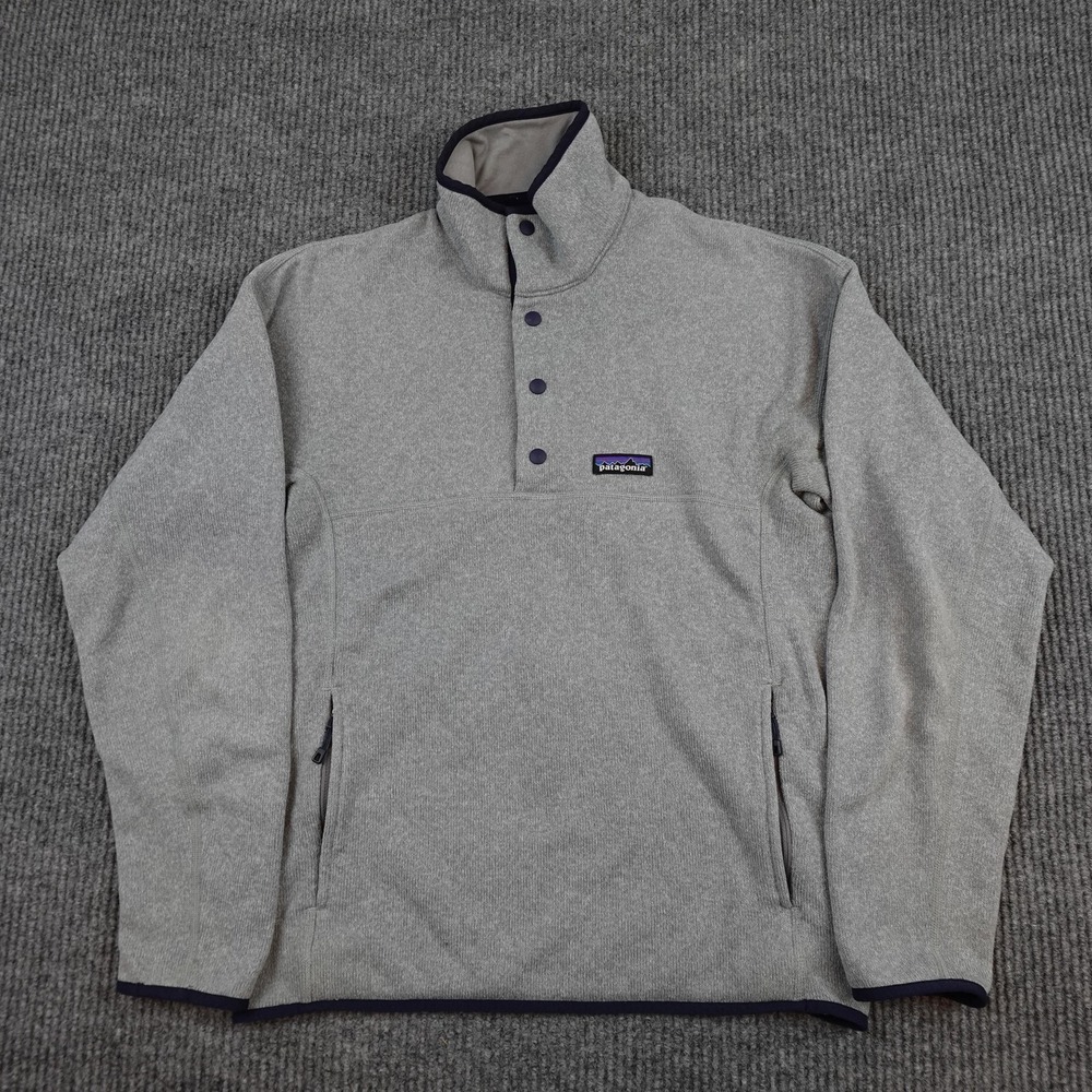 Patagonia Lightweight Better Sweater Marsupial Pullover Mens Small Gray 1/4 Snap